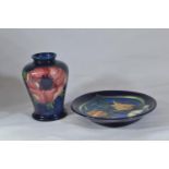 Small William Moorcroft 'Anemone' vase, height 9cm, together with a Moorcroft 'Loch Hope' pin dish,