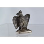 A continental silver seal in the form of an eagle, monogram 'A', height approx. 30mm