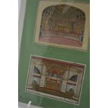 C1800s Indian, company style pen and ink artworks. Comprising of interiors of the Indian temples. 3