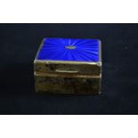 Silver & blue enamel cigarette box, maker's mark WN LTD, Birmingham 1935, with Royal Navy crown to t