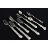 Silver flatware items, various makers & marks, comprising condiment spoon, pickle fork, souvenir spo