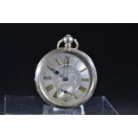 Continental silver cased open faced pocket watch with subsidiary seconds, key wind, no key, case dia