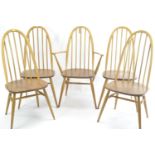 5 Ercol Windsor Quaker dining chairs. 4x model 365 1x model 365a. w61cm d55cm overall height 97cm. S