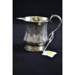 Early Victorian silver jug, maker CRGS, London 1847, inscription below spout 'JM April 20th 1850', h