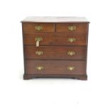 Late Georgian mahogany 2 over 3 chest of drawers, raised on small bracket supports. W94cm D52cm H86c