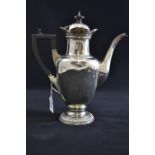 Silver coffee pot, maker Mappin & Webb, London 1903, with ebony handle & knop, gross weight 734 gram