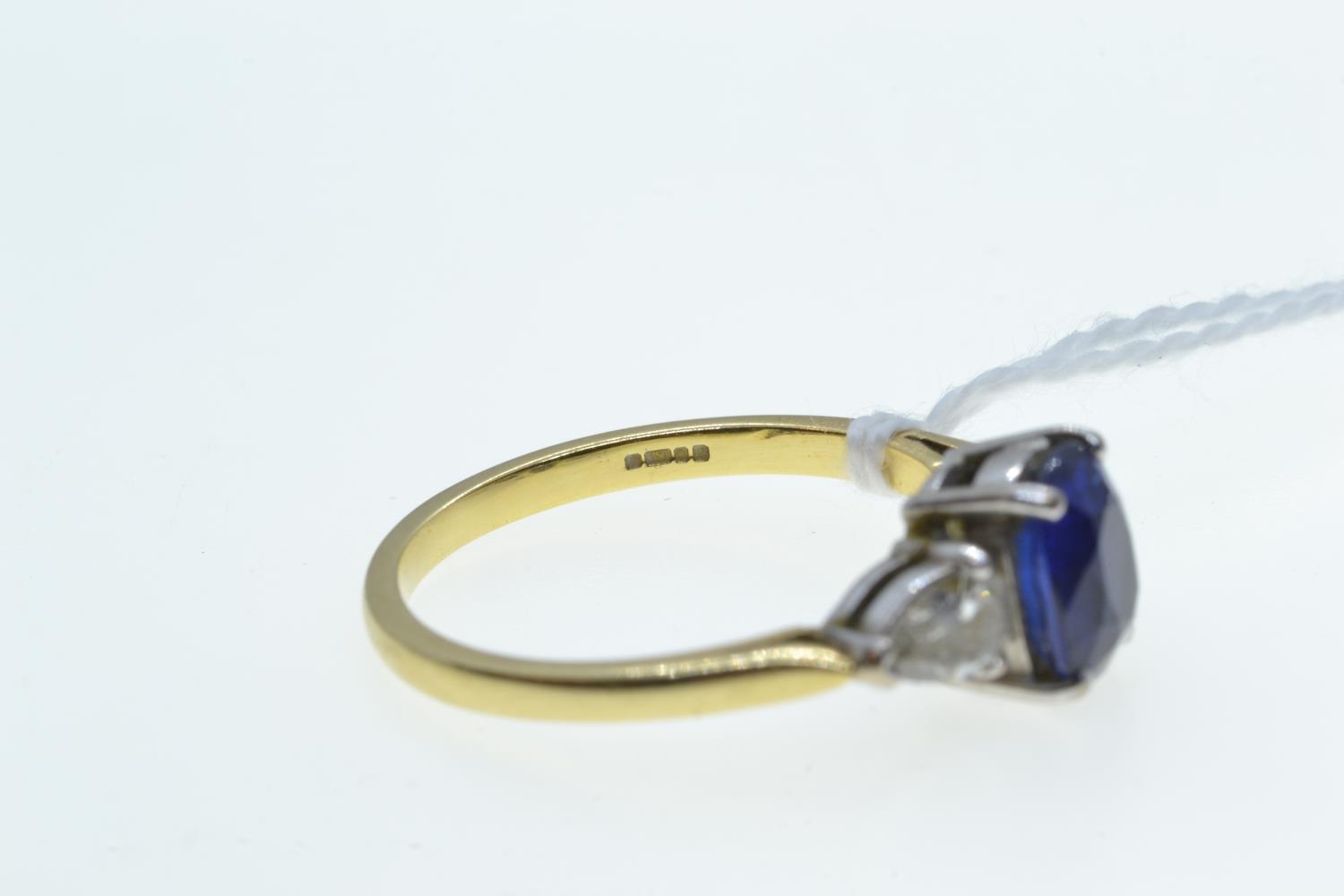 18ct gold, sapphire & diamond ring, size Q1/2, 4.49 grams  - Image 3 of 3