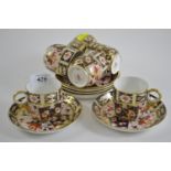 Set of six Royal Crown Derby imari pattern coffee cans & saucers, dated 1907-8