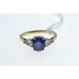 18ct gold, sapphire & diamond ring, size Q1/2, 4.49 grams