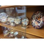 Eight Derby & Royal Crown Derby imari pattern pieces, the Derby items comprising of a plate, oval di