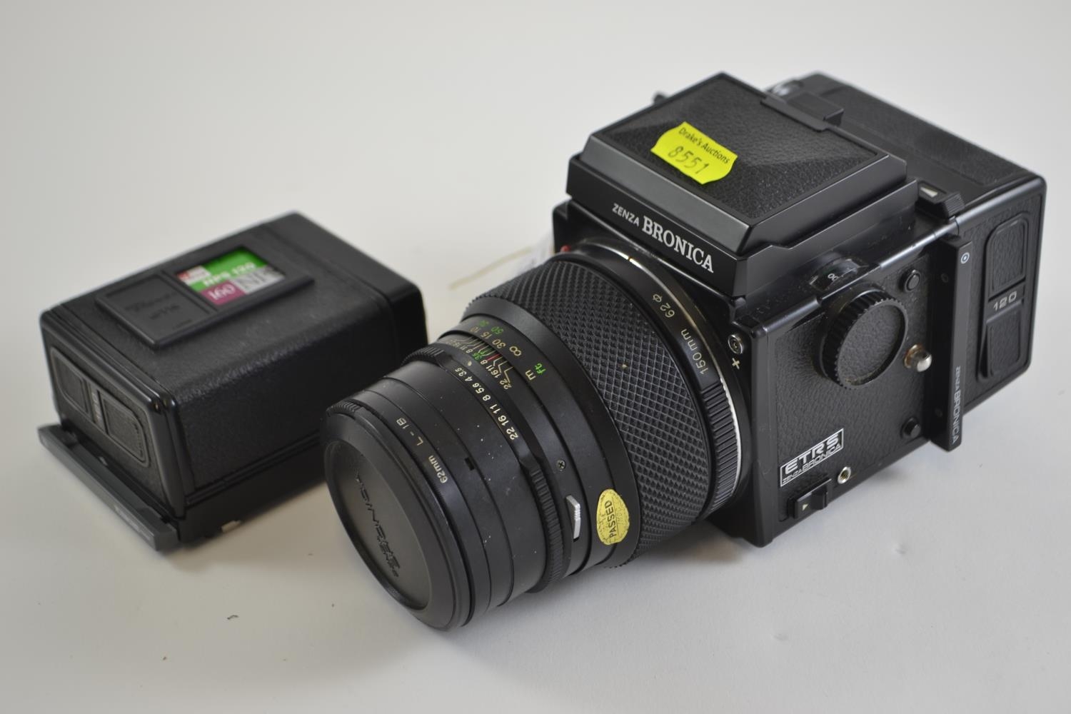 Zenza Bronica ETRS with 150mm lens and two film backs.  