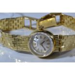 Certina 18ct gold cased & strap wristwatch, 17 jewels, case diameter 17mm