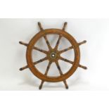 Large hardwood ships wheel. D100cm