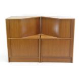 Pair of teak tambour mid century bedsides by Poul Hundevad, Denmark. H85cm w62.5cm d45.5cm