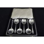 Cased set of six silver dessert spoons, maker P. Bros, Birmingham 1936, gross weight 152 grams
