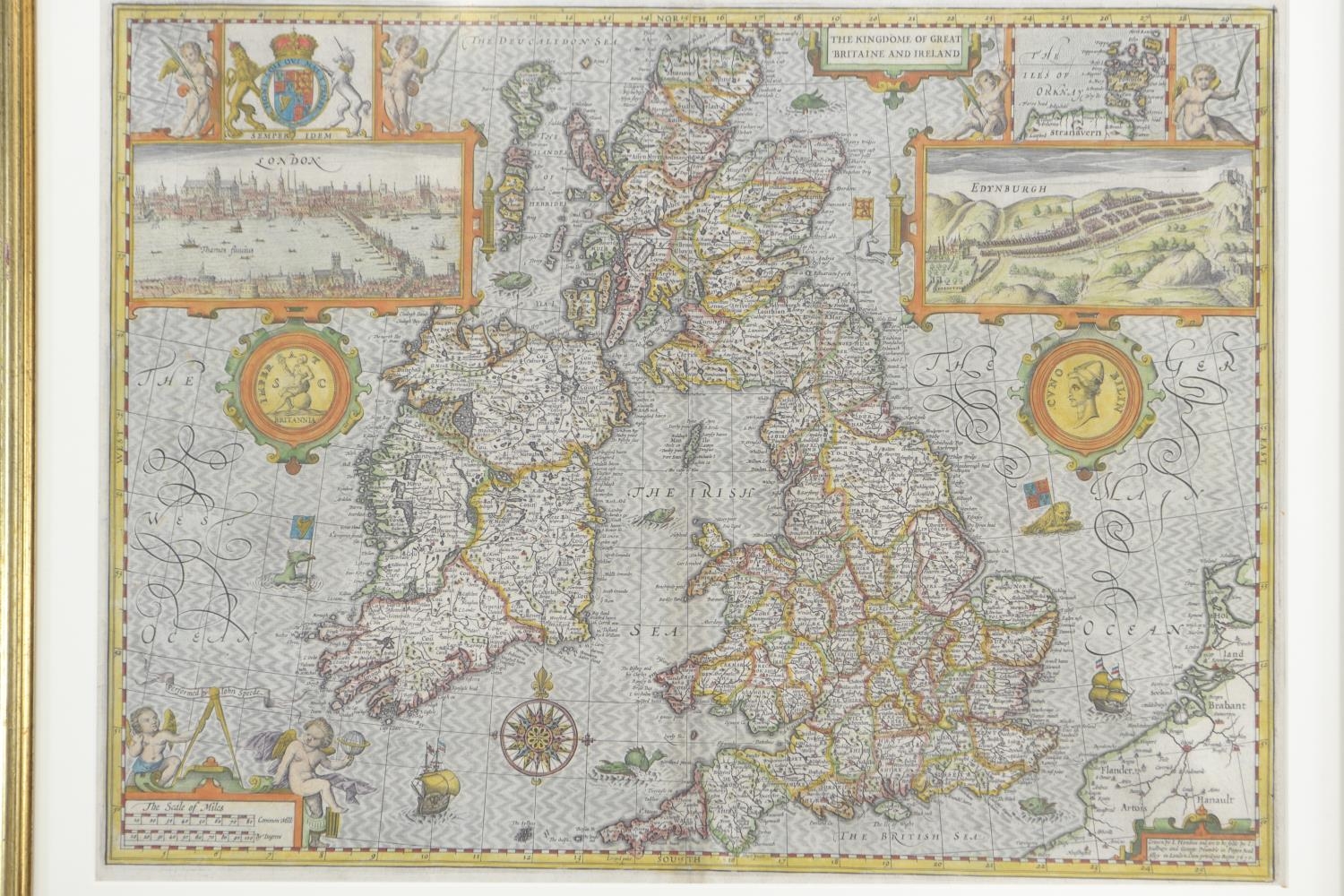 Antiquarian map of the British Isles. Speed (John), The Kingdome of Great Britaine and Ireland, John - Image 2 of 3