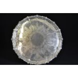 Late Victorian circular silver footed tray, maker JR, Sheffield 1899, diameter 32cm, 892 grams