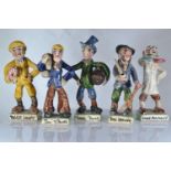 Five Runnaford Pottery Will Young figures, including 'Bill Brewer,' Jan Stewer,' 'Uncle Tom Cobley,'