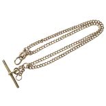 9ct rose gold T-bar & chain, circumference 400mm, gross weight 16.1 grams