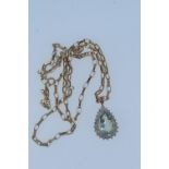 9ct gold & gemstone pendant & 9ct gold chain, pendant length including bale 25mm, chain circumferenc