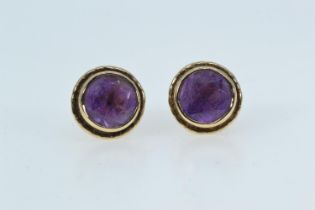 Pair of 9ct gold & amethyst ear studs, gross weight 2.67 grams, with non gold butterflies 