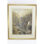 Watercolour of a river signed Harrison 1863 lower right. 60cm x 75cm inclusive of frame.