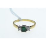 18ct gold, emerald & diamond ring, size R, 3.95 grams