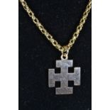 9ct gold cross pendant & yellow metal chain, chain tests positive for 9ct gold, chain circumference