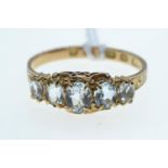 15ct gold & aquamarine five stone ring, size Q, 2.13 grams