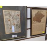 Two framed antiquarian maps of Devon, one in double sided frame, largest 30cm height inc. frame