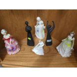 Six Royal Doulton ladies inc. Sentiments HN4068, Veronica HN1517, Chloe HN3883, Peace Hn2433, Awaken