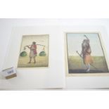 2 x C1800s  Indian, company style pen and ink figurative artworks. 15cm x 20cm & 11cm x 15.5cm