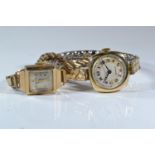 Two 9ct gold cased watches, including Damas, on rolled gold straps