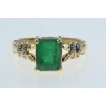 18ct gold, emerald & diamond ring, size P1/2, 5.03 grams