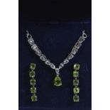 Silver & stone set necklace & earring set