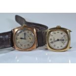 Two 9ct gold cased Bravingtons London watches, each with subsidiary seconds, 15 jewels, cal. 1050, c