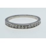 Platinum & diamond half hoop ring, size M, 2.84 grams