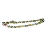 14ct gold & enamel nautical alphabet flag pennant link bracelet, 200mm long, 12 grams