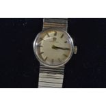 Omega 9ct gold cased & strapped wristwatch, cal. 620, 17 jewels, movement no. 24585764, case no. 711