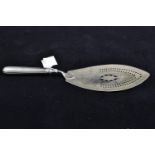 George III silver pierced fish slice, maker Henry Chawner, London 1789, length 33cm, 172 grams