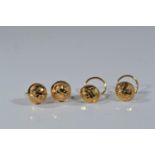 Two pairs of yellow metal earrings, tested positive for 22ct gold, gross weight 1.91 grams, butterfl