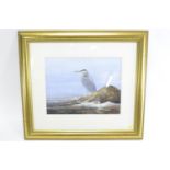 Neil Cox watercolour, 'The Heron', 75cm x 68cm inclusive of frame.