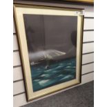 Pastel seascape, signed lower right, 1987, framed 49cm x 63cm