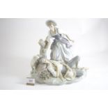 Large Lladro 'La Siesta Pastoral' figural group, 27cm high, 30cm wide, together with two Lladro cata