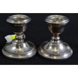 Pair of silver candlesticks, maker SJR, Birmingham 1969, height 6.8cm, weighted, gross weight 193.34