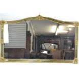 Impressive gilt framed overmantle mirror. W185cm H114cm