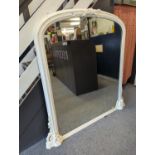 Large heavily painted arch topped mantle mirror 120cm x 146cm