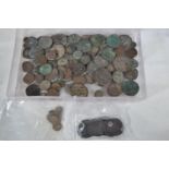 Box of very old world coins, inc. Roman, Byzantine and possible Indian State coins