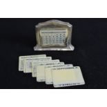 Silver fronted desk calendar holder, maker HM, Birmingham 1919, with calendar & memo inserts, width