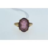 9ct gold & purple stone ring, size O, 2.4 grams
